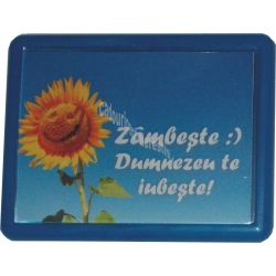 Magnet albastru Zambeste, Dumnezeu te iubeste!